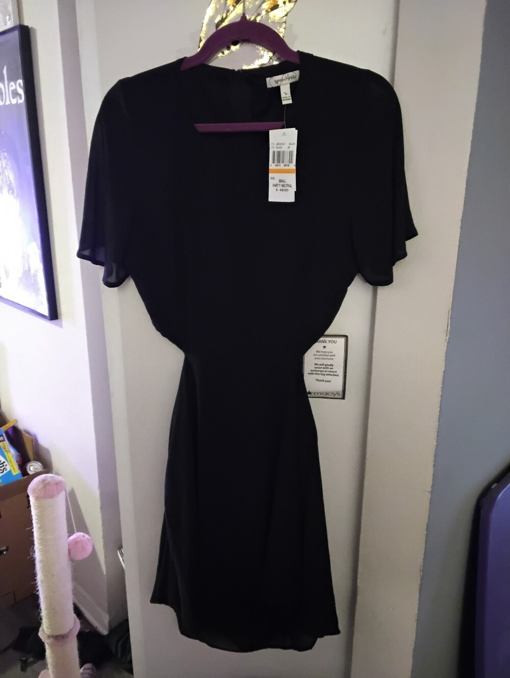 Speechless Black Short Sleeve back cut out dress New W/ Tags Women’s size Small